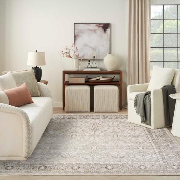 nourison Dekor Ivory Brown Indoor only Persian Rug DEK03
