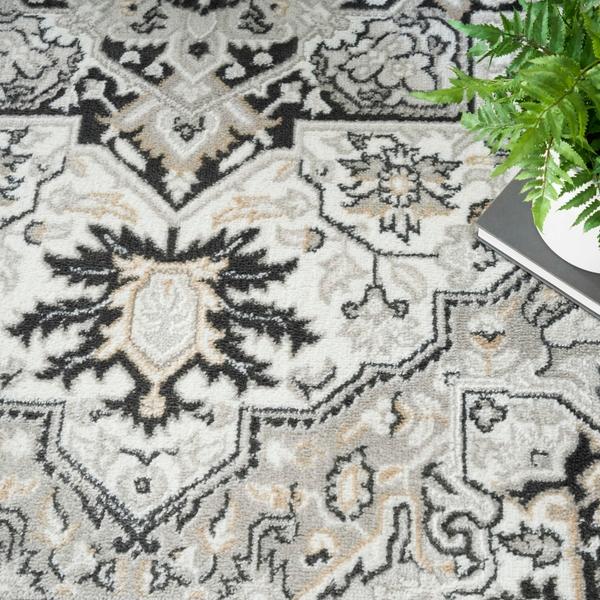 Nourison Dekor Ivory Charcoal Indoor Only Persian Rug DEK08
