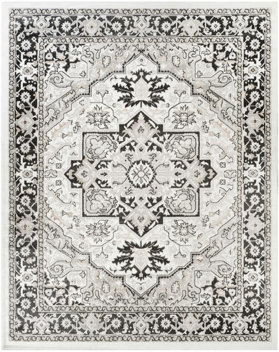 Nourison Dekor Ivory Charcoal Indoor Only Persian Rug DEK08