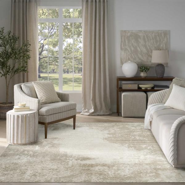 nourison Dekor Ivory Taupe Indoor only Abstract Rug DEK04