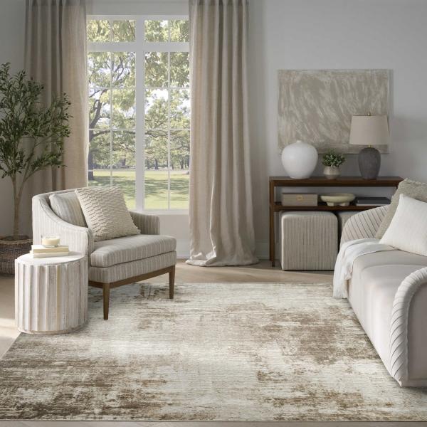 nourison Dekor Ivory Taupe Indoor only Abstract Rug DEK07