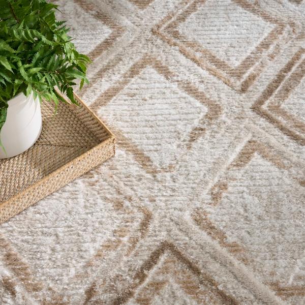 Nourison Dekor Ivory Taupe Indoor Only Diamond Rug DEK05