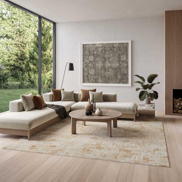 nourison Dekor Ivory Taupe Indoor only Geometric Rug DEK11