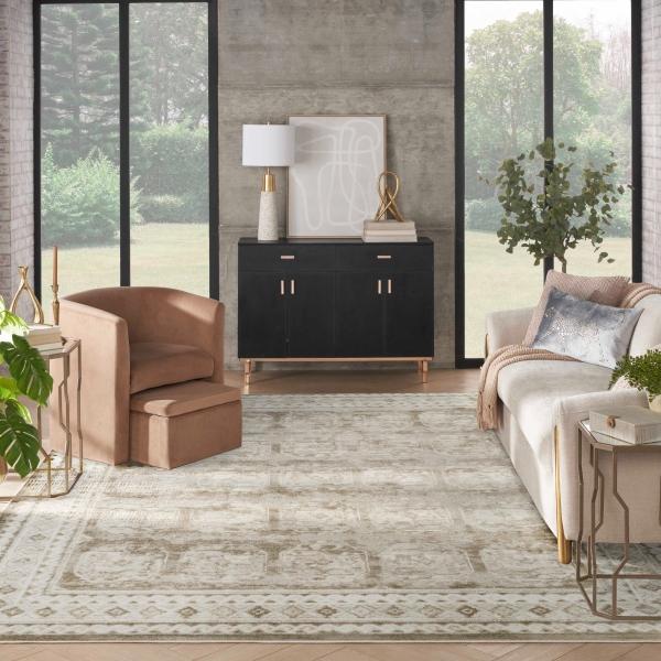 nourison Dekor Ivory Taupe Indoor only Moroccan Rug DEK01