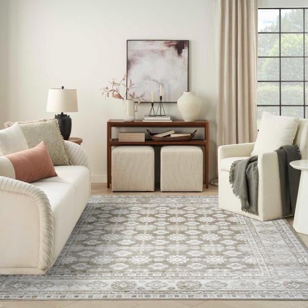 nourison Dekor Ivory Taupe Indoor only Persian Rug DEK02