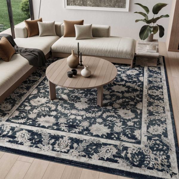 Nourison Dekor Slate/Ivory Indoor Only Persian Rug DEK09