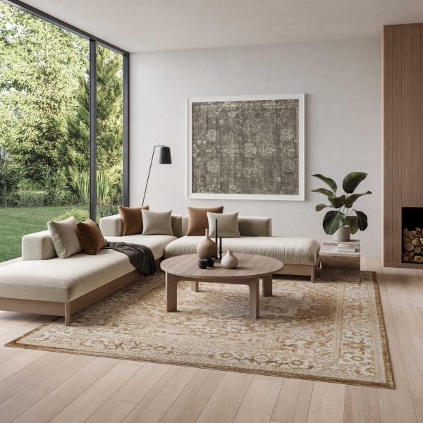 nourison Dekor Taupe Ivory Indoor only Persian Rug DEK08