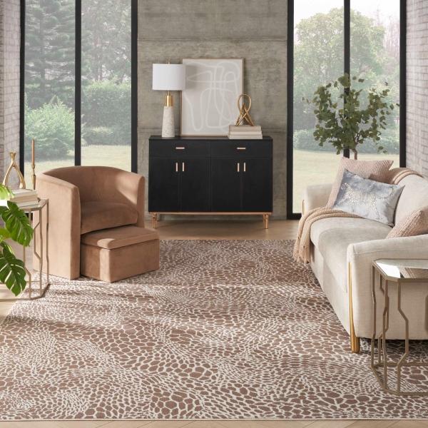 nourison Desire Camel Silver Indoor only Abstract Rug DSR08