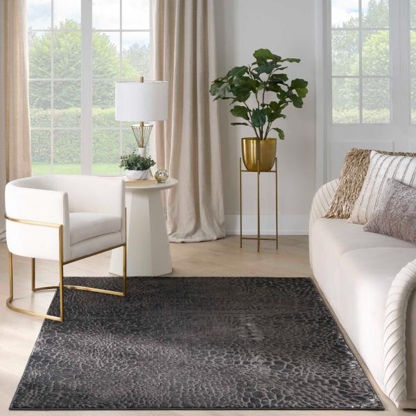 Nourison Desire Charcoal Silver Indoor Only Abstract Rug DSR08