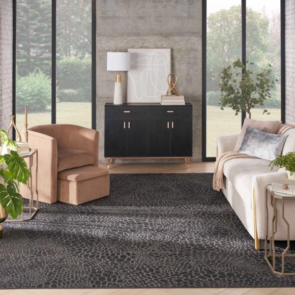 nourison Desire Charcoal Silver Indoor only Abstract Rug DSR08