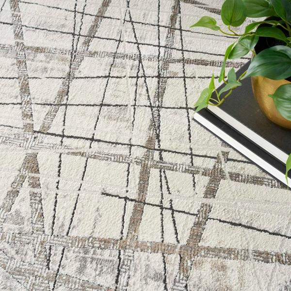 Nourison Desire Shiny Abstract Linear Silver/Grey Rug DRS03 Home