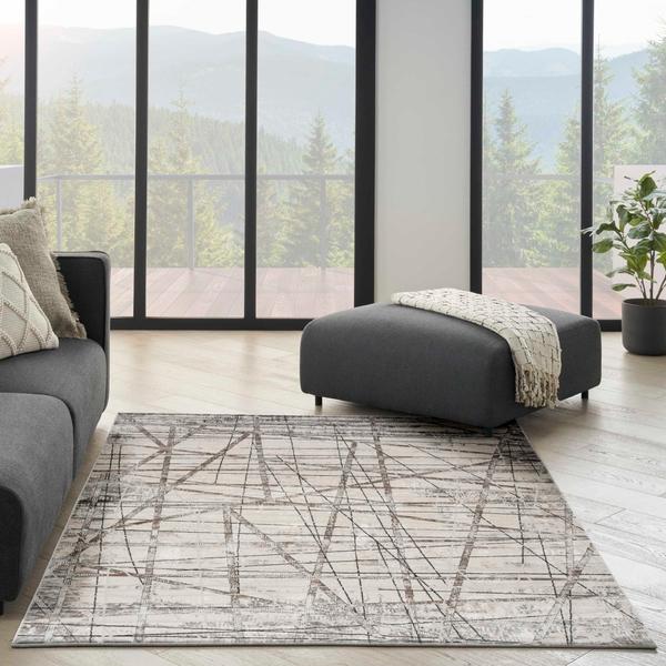 Nourison Desire Shiny Abstract Linear Silver/Grey Rug DRS03 Home