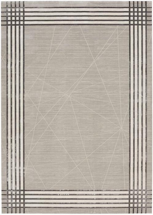 Nourison Desire Shiny Linear Bordered Grey Rug DRS01 Home