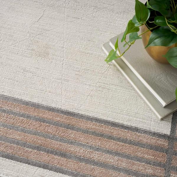 Nourison Desire Shiny Linear Bordered Ivory Rug DRS01 Home