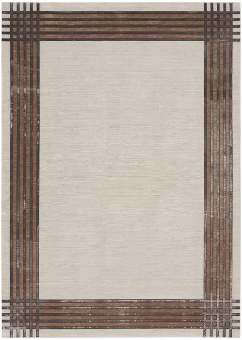 Nourison Desire Shiny Linear Bordered Ivory Rug DRS01 Home