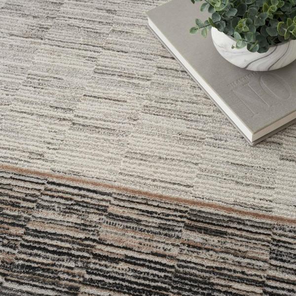 Nourison Desire Shiny Modern Abstract Grey/Black Rug DRS02 Home