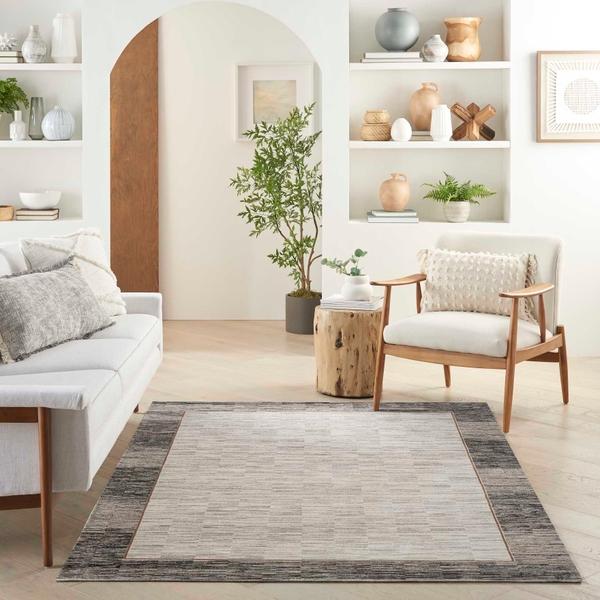 Nourison Desire Shiny Modern Abstract Grey/Black Rug DRS02 Home