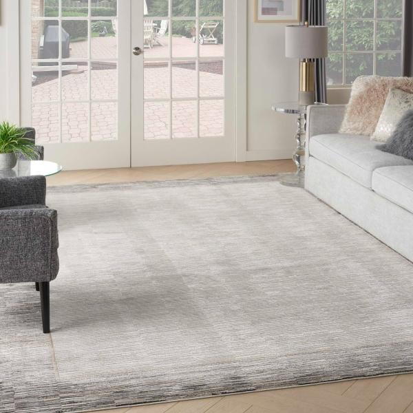 nourison Desire Shiny Modern Abstract Grey/Black Rug DRS02 Home