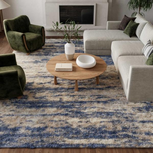 Nourison Dreamy Shag Abstract Light Blue Grey Rug DRS10 Home