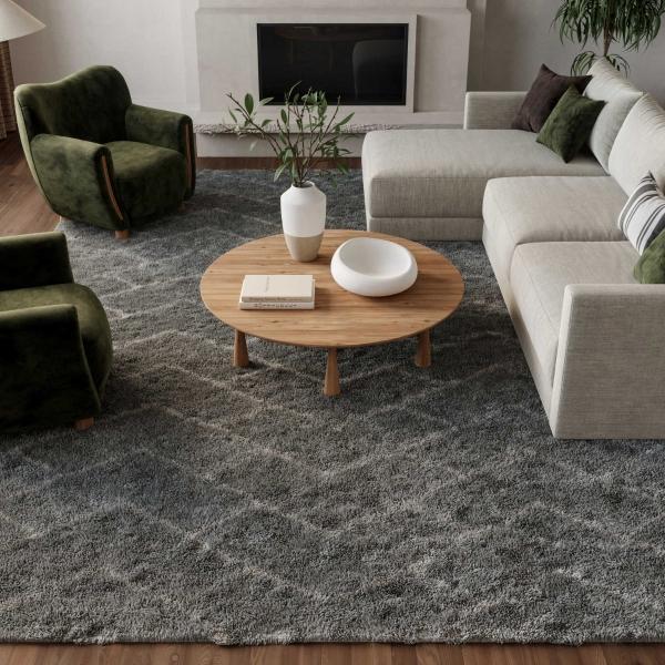 Nourison Dreamy Shag Geometric Chevron Grey Rug DRS03 Home