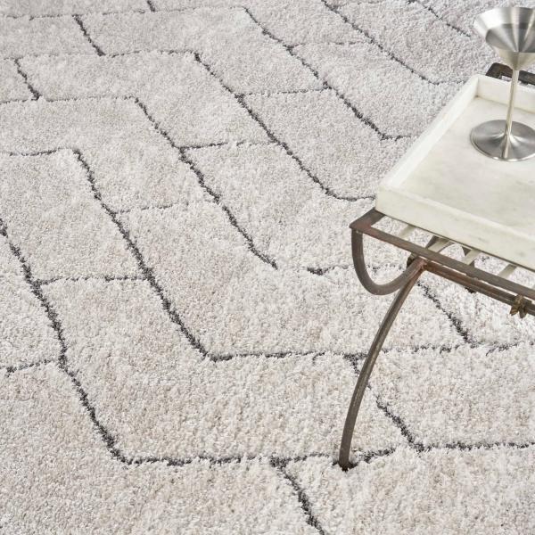 Nourison Dreamy Shag Geometric Chevron Ivory Rug DRS03 Home