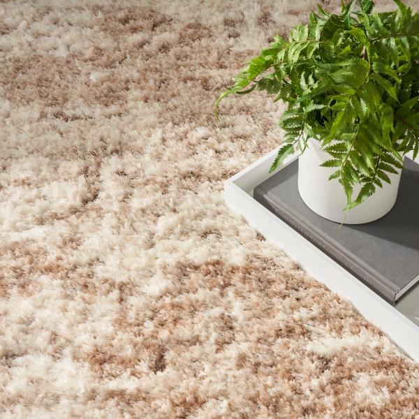 Nourison Dreamy Shag Ivory Dark Beige Indoor Only Abstract Rug DRS10