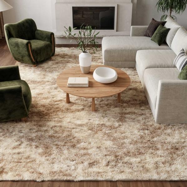 Nourison Dreamy Shag Ivory Dark Beige Indoor Only Abstract Rug DRS10