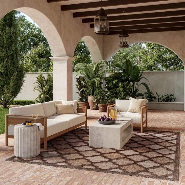 Nourison Easy Care Brown Indoor/Outdoor Trellis Rug NES01 Home