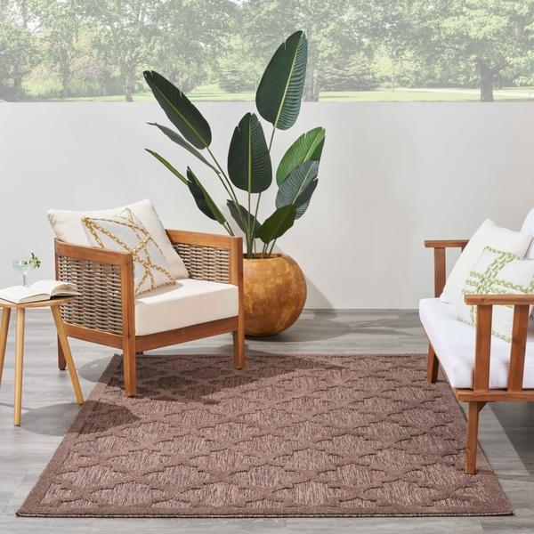 Nourison Easy Care Brown Indoor/Outdoor Trellis Rug NES01 Home