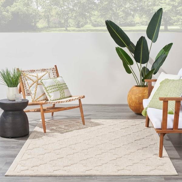 Nourison Easy Care Cream Indoor/Outdoor Trellis Rug NES01 Home