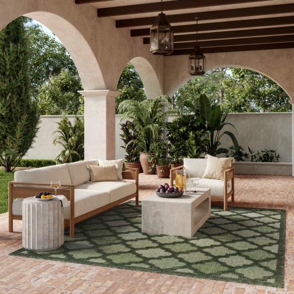 Nourison Easy Care Green Indoor/Outdoor Trellis Rug NES01 Home