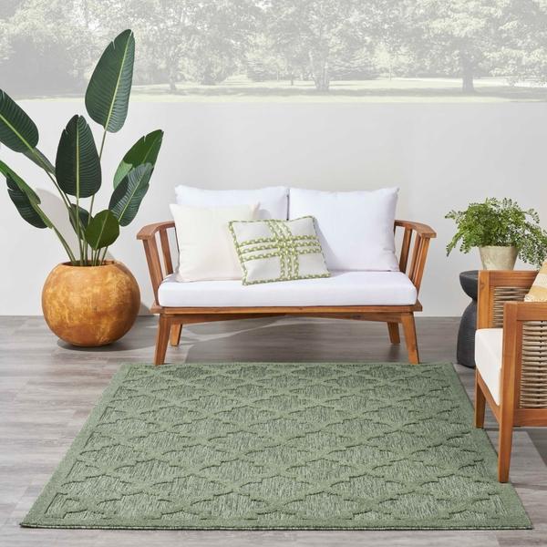 Nourison Easy Care Green Indoor/Outdoor Trellis Rug NES01 Home