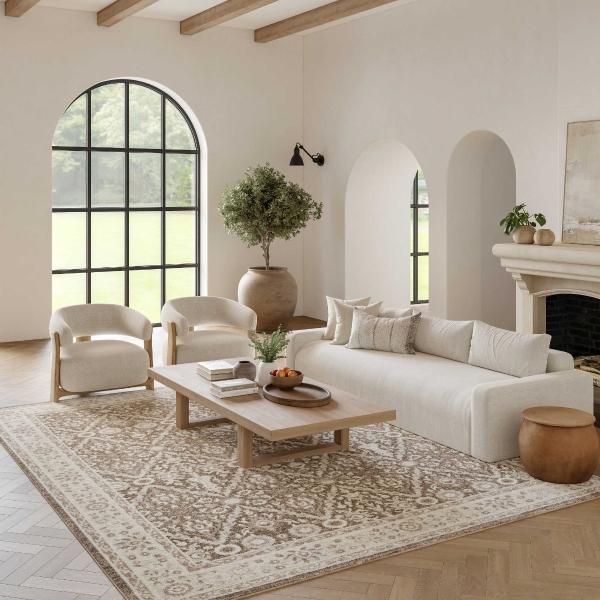 nourison Eco Cycle Ivory Mocha Indoor only Persian Rug ECY04 Home