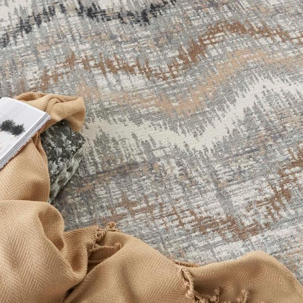 Nourison Elation Abstract Chevron Tan/Grey Rug ETN04 Home