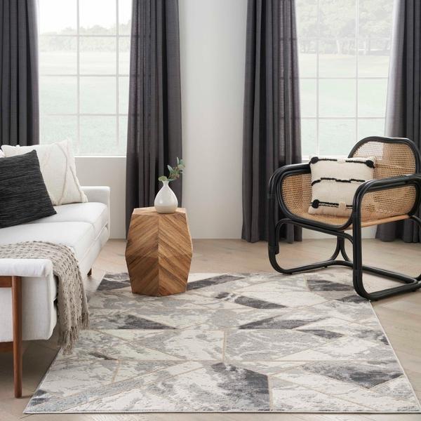 Nourison Elation Abstract Marble Grey Rug ETN11 Home