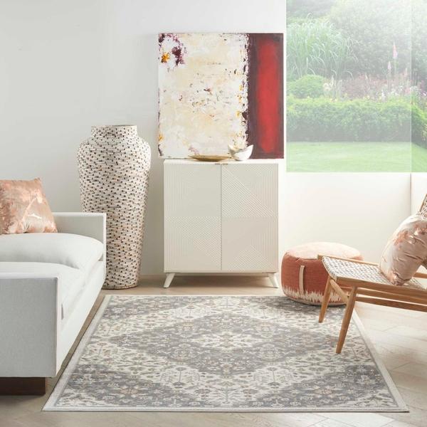 Nourison Elation Farmhouse Floral Grey Rug ETN08 Home
