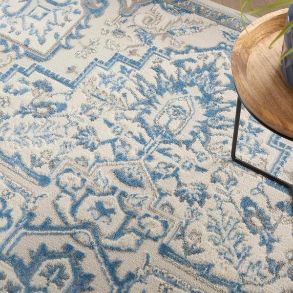Nourison Elation Floral Boho Chic Blue Rug ETN10 Home