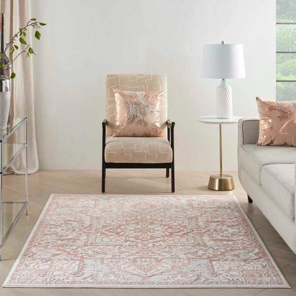 Nourison Elation Floral Boho Chic Pink Rug ETN10 Home