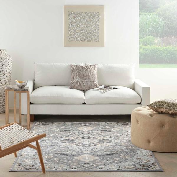 Nourison Elation Persian Floral Grey Rug ETN09 Home