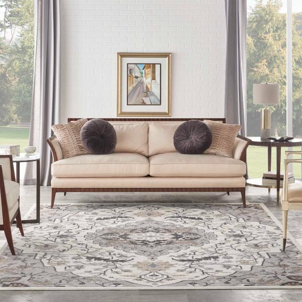 Nourison Elation Persian Floral Ivory/Grey Rug ETN09 Home