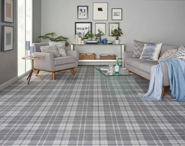 nourison ELEGANCE PLAID CHIC PLDCH STEEL BROADLOOM CARPET