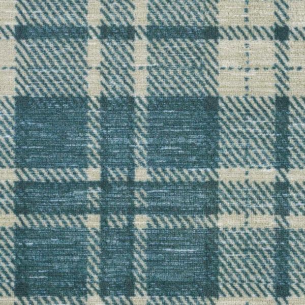 nourison ELEGANCE PLAID CHIC PLDCH TEAL BROADLOOM CARPET