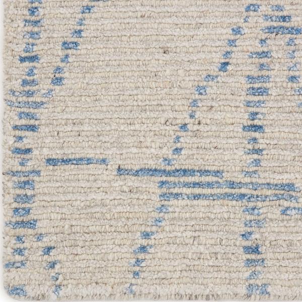 nourison Ellora Abstract Diamond Ivory/Blue Rug ELL02 Home