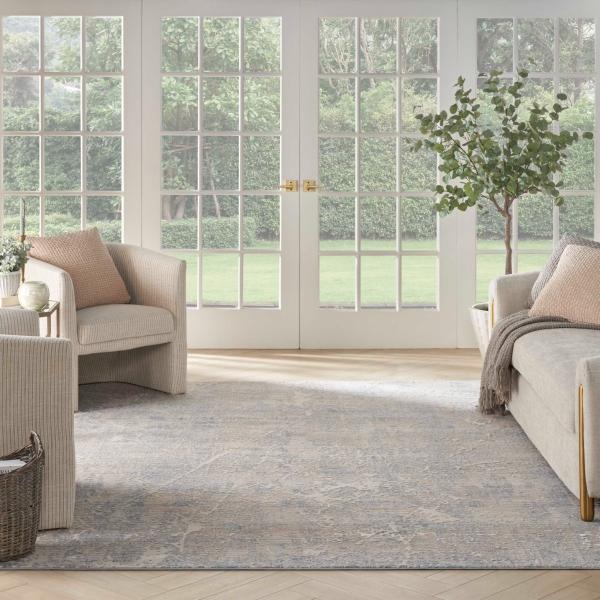 Nourison Exhale Beige Blue Indoor Only Abstract Rug EXL02 Home