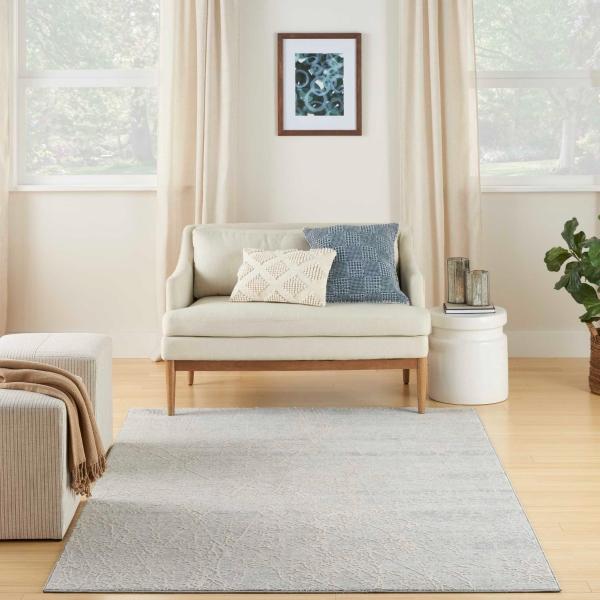 Nourison Exhale Ivory Grey Indoor Only Abstract Rug EXL02 Home