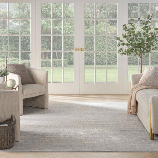 Nourison Exhale Ivory Grey Indoor Only Abstract Rug EXL02 Home