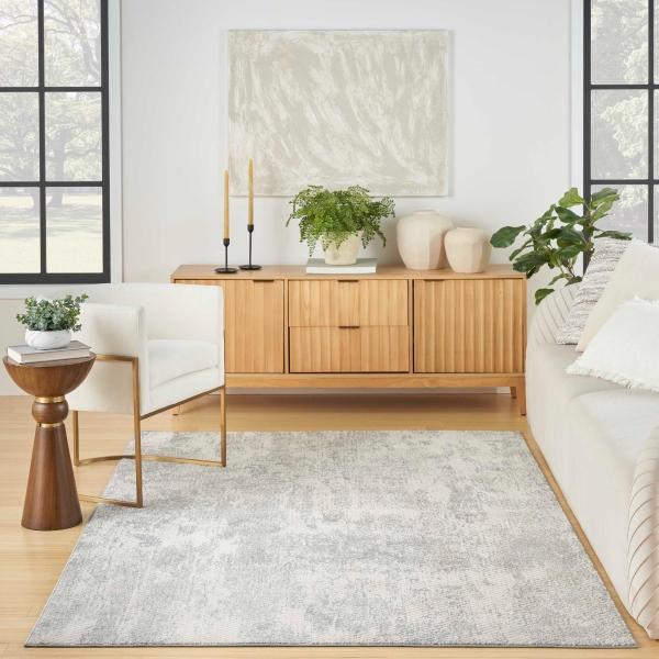 Nourison Exhale Light Grey Indoor Only Abstract Rug EXL01 Home
