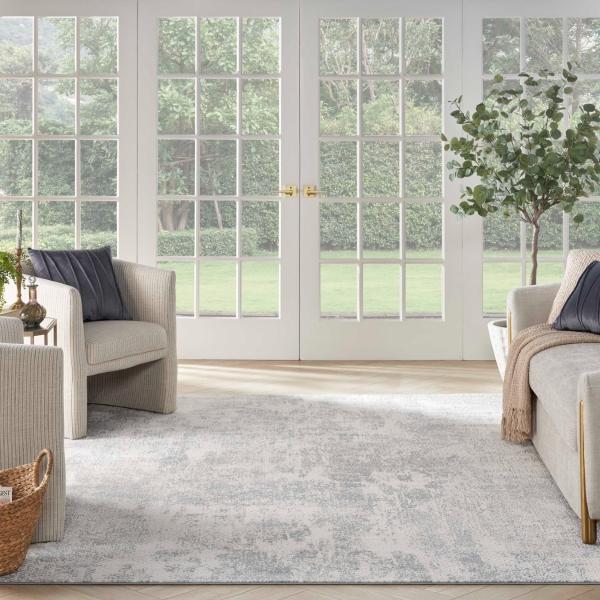 Nourison Exhale Light Grey Indoor Only Abstract Rug EXL01 Home