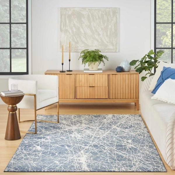 Nourison Exhale Navy Ivory Indoor Only Abstract Rug EXL02 Home
