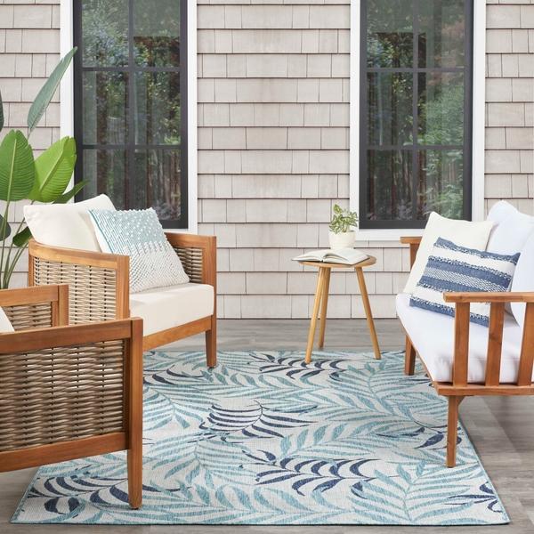 Nourison Garden Oasis Blue Indoor/Outdoor Nature Rug GOA01 Home